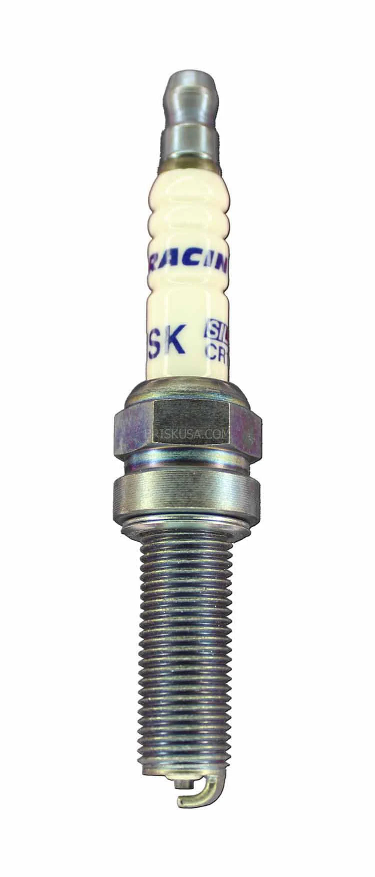 Spark plug with visible branding on a white background