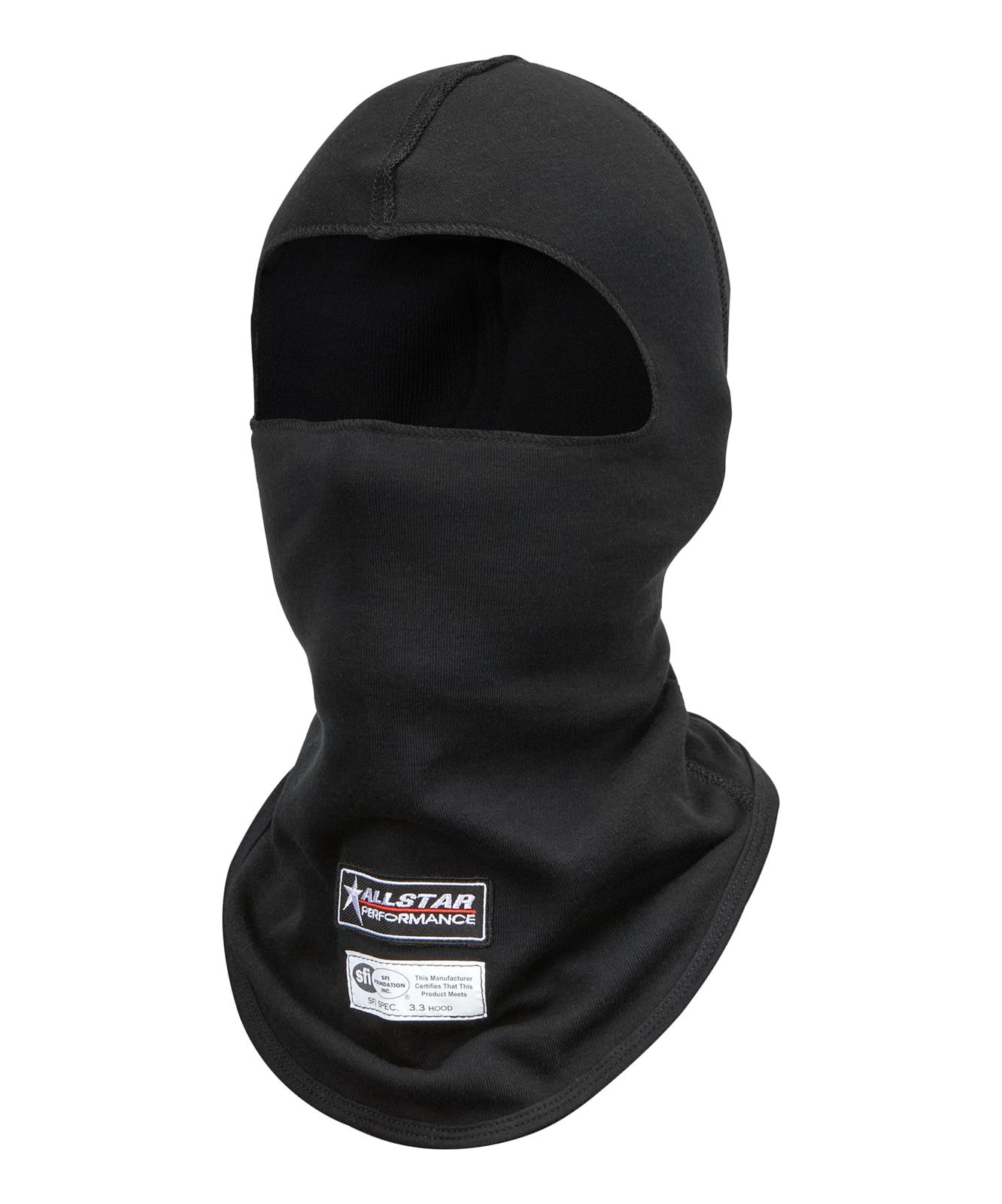 ALLSTAR Head Socks, SFI 3.3, Single-Layer, Single Eye Opening, Aramid/Cotton, Black, Moisture Wicking ALL923114