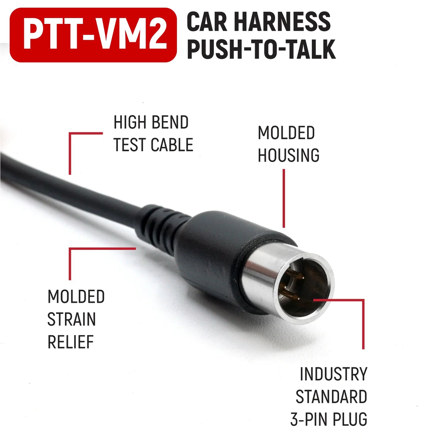 Rugged Radios Velcro Mount Steering Wheel Push to Talk (PTT) with Coil Cord for Car Harnesses