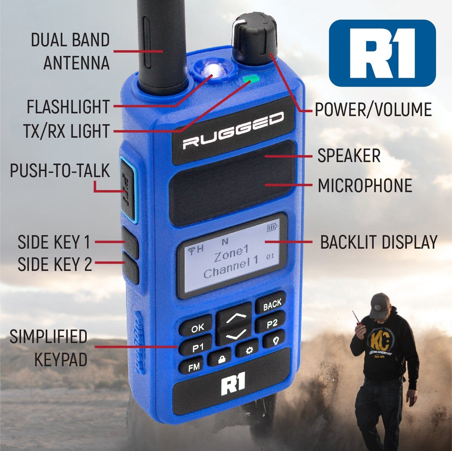 Rugged R1 - Business Band Two Way Handheld Radio - Digital and Analog - Safety Yellow